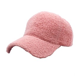 Warm-Winter-Fuzzy-Baseball-Caps-Women-Men-Fluffy-Teddy-Fleece Faux-Lamb-Wool-Basellball-Hat Pink