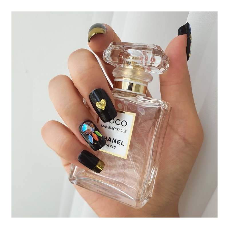 Black Point Handmade Nail Tips - Ballerina L / 블랙