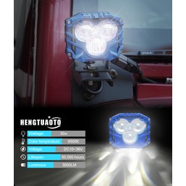 HENGTUAOTO 2.5inch LED Pod Lights Three-Eye 30W LED Fog/Driving/Off Road Lights Cube Spot Pods Light DT Connector for Truck Boat ATV UTV Pickup (2pcs Blue)