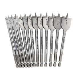 BLACK CANYON 13PCS Spade Bit Set for Wood, Heavy Duty Paddle Drill Bit Set with 1/4" to 1" Wood Drill Bits, High Carbon Steel Spade Bits for Woodworking, Construction, and Carpentry Projects