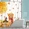 Fall Shower Curtain, Autumn Thanksgiving Pumpkin Cute Dog Squirrel Harvest