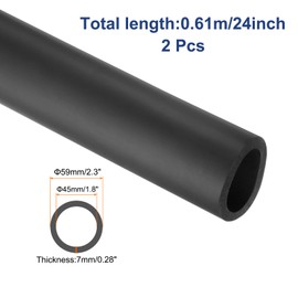 sourcing map 2pcs Pipe Insulation Foam Tube Lagging Insulation 45mm ID 59mm OD 24" Heat Preservation for Antifreeze Insulation, Handle Grip, Black
