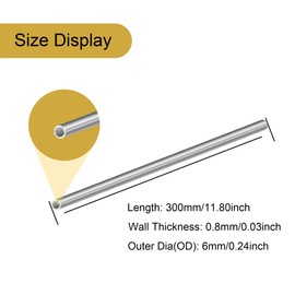 LAVMHAB 304 Stainless Steel Tube 6mm OD 0.8mm Wall Thickness 300mm Length, Straight Stainless Steel Round Pipes Tubing (4pcs)