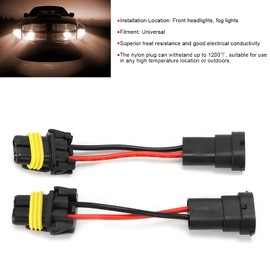 H11 to 9005 9006 Adapter, Fydun 2 Pcs 12V-24V H11 Male to 9005/9006 Female Wiring Harness Adapter Headlight Wiring Harness