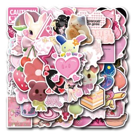 62pcs Cutecore Stickers Pink Y2K Millennium Cute Macaron Colored Graffiti Sticker for Children Girls, Boys, Teenagers, Adult Water Bottles, Laptops, Suitcases, Birthday Party Supplies, Mother's Day