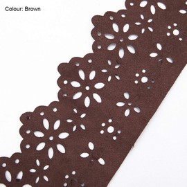 Neotrims Faux Suede Leather Cut Out Boho Poncho Border Fringe Trimming. 8cms Deep Edging Decorative Trim. 5 Gorgeous Colures, Apparel or Home Decoration. Brown 1 Meter