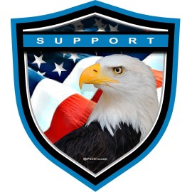 ProSticker.com ProSticker 1085 (One) 4" Support Law Enforcement Blue Line Shield Eagle Decal