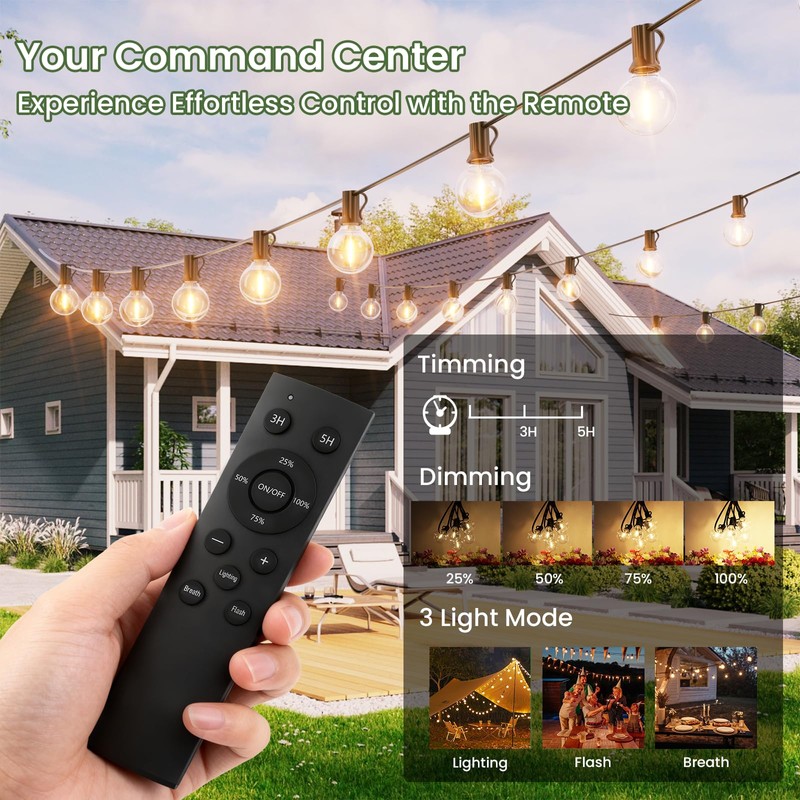 Svater Solar Outdoor String Lights 50 FT, G40 Patio Lights