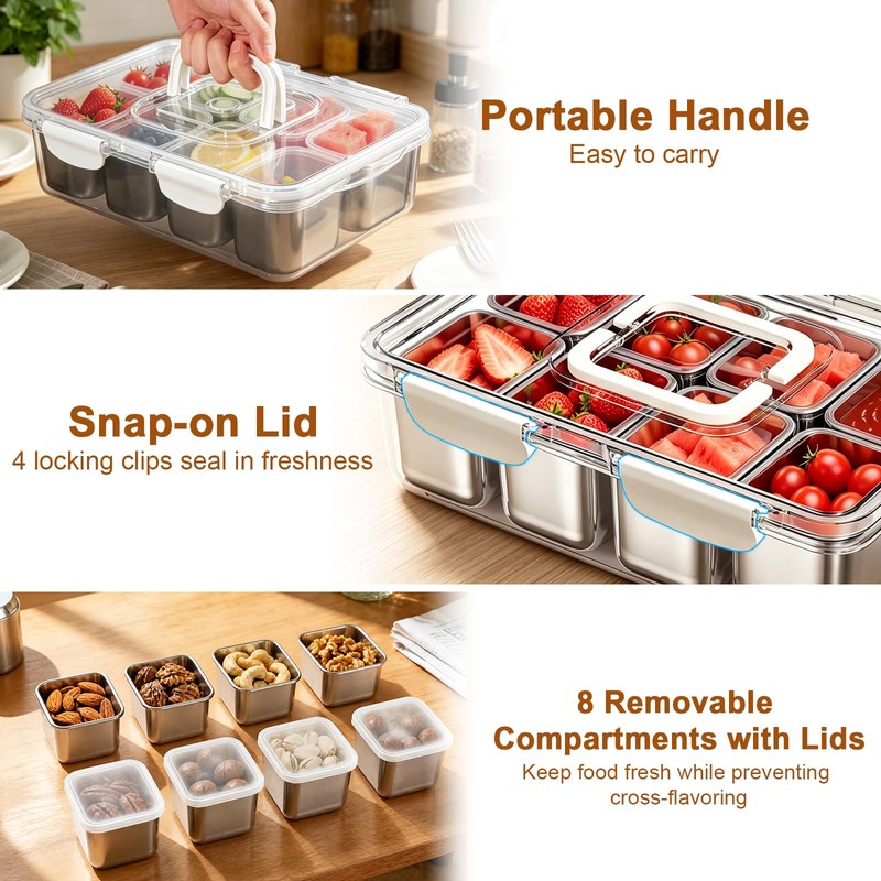 Stainless Steel Snackle Box Container, Dishwasher Safe Snack Box with