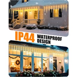 Icicle Lights Outdoor with Remote, 30ft 30 Tubes 150 LED Ice Shape String Lights, Connectable Christmas Hanging Decoration Lights for Tree Patio Roof Holiday Decor, Warm White