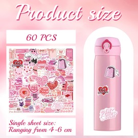 HUTRADE HUTRADE Aesthetic Pink Book Stickers Set, Reading Accessories Stickers, Waterproof Vinyl Stickers for Book Merch Stickers, Reading Accessories Stickers, Book Stickers, Pack of 60