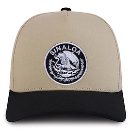 Trendy Apparel Shop Sinaloa Mexico Patch Premium Cotton 5 Panel Pro Style Cap - Black Stone - White Patch