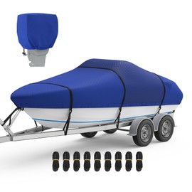 Boat Cover with Motor Cover, 1400D Center Reinforced, 14'-16'
