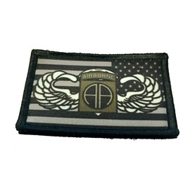 Jump Wings 82nd Airborne/Subdued USA Flag Morale Patch Tactical Military. 2x3 Hook and Loop Made in The USA