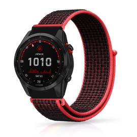 Niboow QuickFit 26 mm Strap for Garmin Epix 2 Pro 51 mm, Nylon Velcro Watch Straps for Garmin Fenix 7X Pro Solar/Fenix 7X/6X GPS/6X Pro/6X Sapphire GPS/5X Sapphire/5X GPS - Red/Black