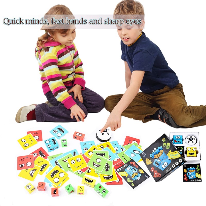 Wooden Face Changing Magic Cube Game, Expression Puzzle Building Blocks