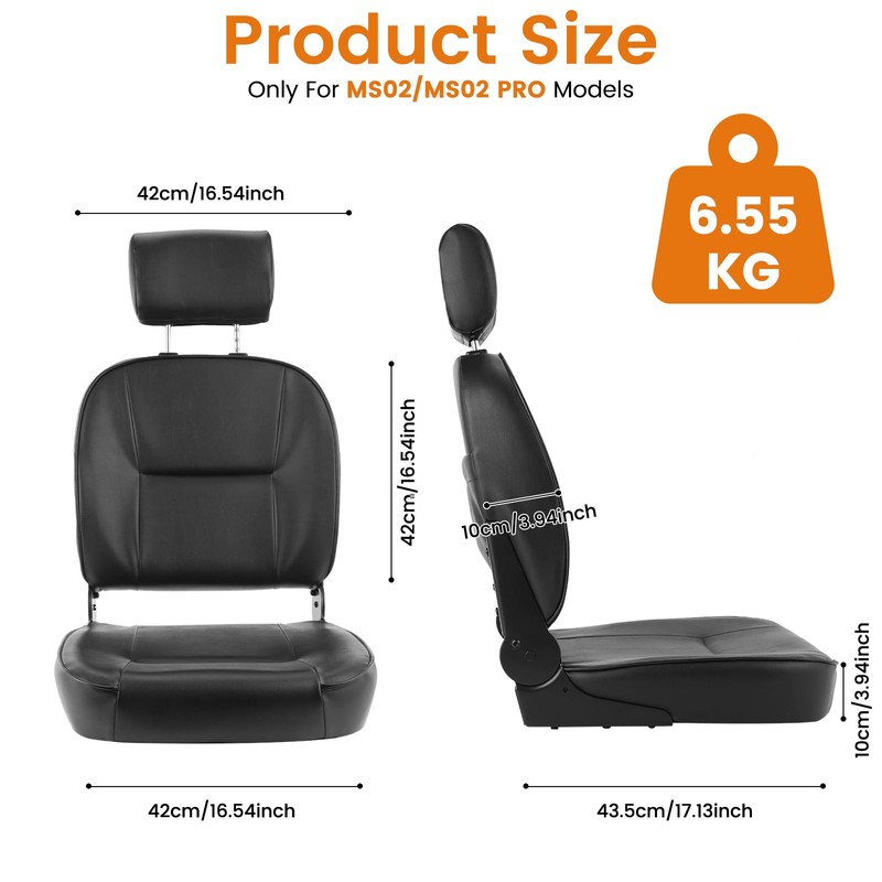 Mbxcooter Ergonomic High-Back Mobility Scooter Seat - Adjustable Headrest, Foldable