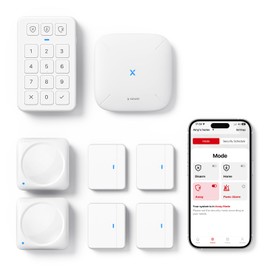 X-Sense Smart Home Security Systems, Wireless alarm systems, Works with Alexa, Supports Mobile App Alerts, Includes 1 Base Station, 4 Door Alarms, 2 Motion Sensors, 1 Keypad, AS08