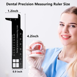 Professional Dental Precision Measuring Ruler, Black Stainless Steel Endodontic Scale Tool Instrument, Small Handheld Metric Scaling Measurements for Accurate Dental Assessment Care