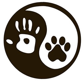 Human Hand Dog Paw Vinyl Sticker Decals (Pack of 2) for Car Window Laptop Phone (4" x 4", Black)