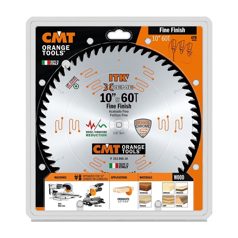 CMT 253.060.10 ITK Industrial Finish Sliding Compound Miter Saw Blade,