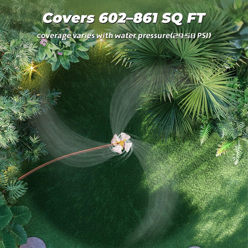 IcyByte Rotating Flower Garden Sprinkler for Yard, Adjustable Spray Modes,