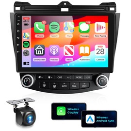 Podofo Car Radio Stereo for Honda Accord 7th 2003 2004 2005 2006 2007 with Wireless Carplay Android Auto, 10.1inch Touch Screen Android Bluetooth Radio with GPS WiFi AHD Backup Camera 2G+64G
