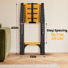 SINMEIRUN 16.5 FT Telescoping Ladder, Aluminum Extension Ladder, 330 lbs Load Capacity, Multi-Purpose Collapsible Ladder for Home and Work; Yellow
