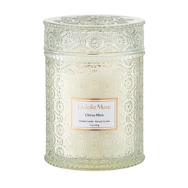 LA JOLIE MUSE Citrus Mint Scented Candles, Summer Candle, 19 oz Wood Wicked Large Candle Gifts for Men&Women, Long Burning Glass Jar Candles