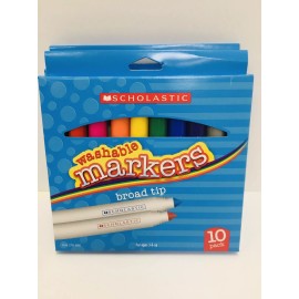 Scholastic washable markers broad tip ages 3 & up 10pack LOT OF 2