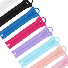 Glarks 8pcs 25cm/10in Super Large Plastic Zipper with Lifting Ring Pull Set, 8 Colors Heavy Duty Zipper with Pull Slider, Separating Giant Zipper for DIY Sewing Tailor Crafts Bags Tents