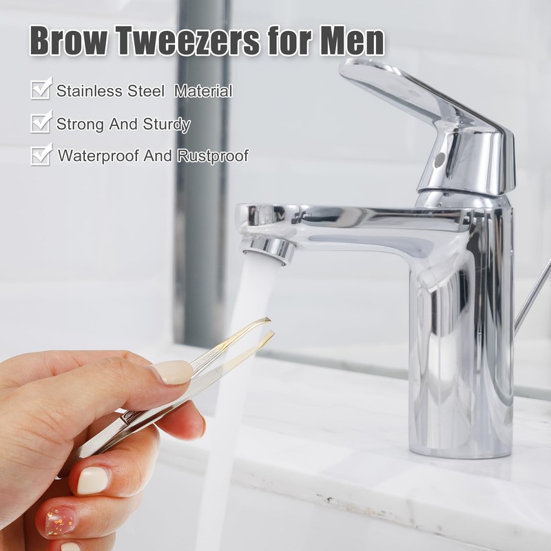 VOCOSTE Eyebrow Tweezers Stainless Steel Replacement for Eyebrow Silver Tone