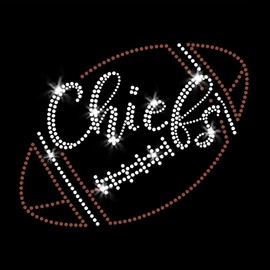 Chiefs Script Football Sparkly Crystal Kansas City Bling Iron-on Rhinestone and Rhinestud Transfers for T-Shirts by JCS Rhinestones
