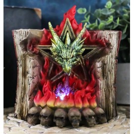 Pentagram Star Green Dragon of Bibliography On Spell Book With LED Fire Breath