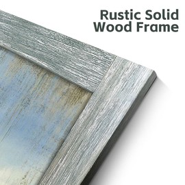 Heron Wooden Framed Wall Art: Coastal Beach Picture Sea Bird Painting Large Blue Seascape Artwork Ocean Seashore Prints for Bathroom Bedroom Living Room