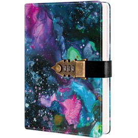 ZXHQ Diary with Lock for Girls and Women, Secret Journal with Exquisite Pattern Design, Refillable Faux Leather Notebook, Size A5 (21 x 15 cm)