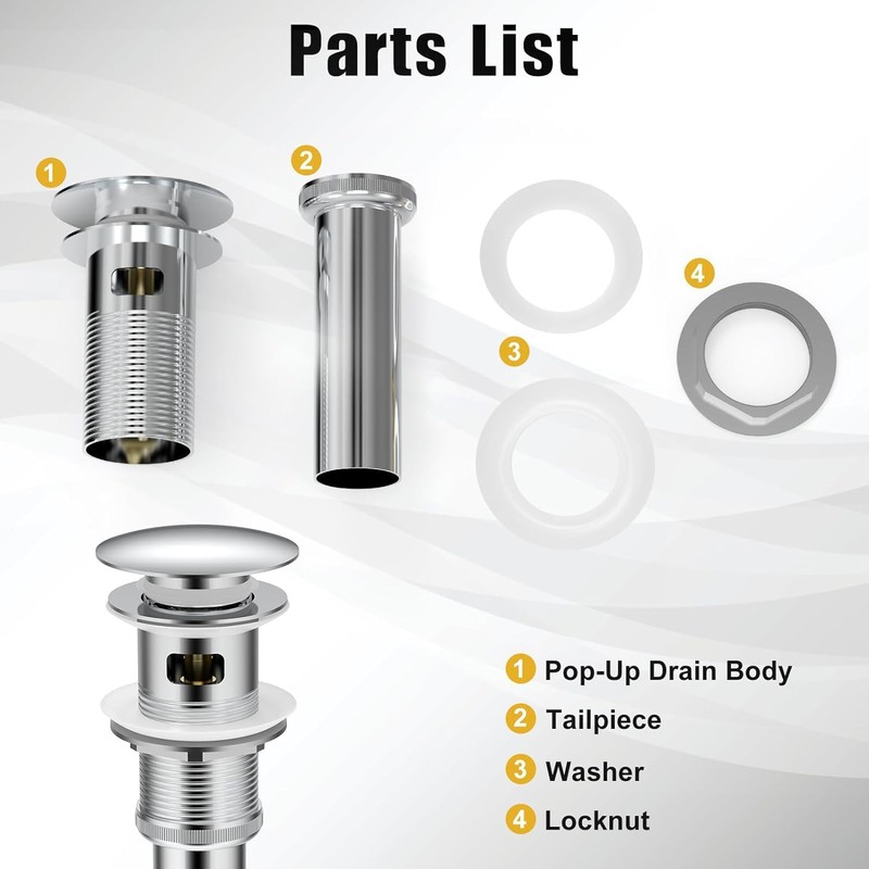 ZM Pop Up Drain Stopper with Overflow for Bathroom Faucet