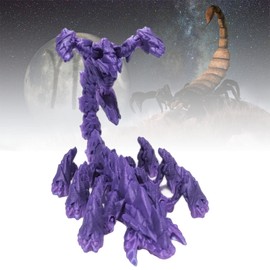 DOSSAYUN 3D Printed Toys Scorpion Toy, Relief Anxiety Scorpion Action Figures, Rotatable and Poseable Articulated Scorpion Striker/Dragon Toys for Collectors & Adults (13.8in-Purple)