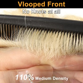 BEEOS 0.03mm Thin Skin Toupee for Men, #613 Blonde Hair Piece for Men 8x10 Inch PU Base, 100% Human Hair System 90% Light Density No Knots