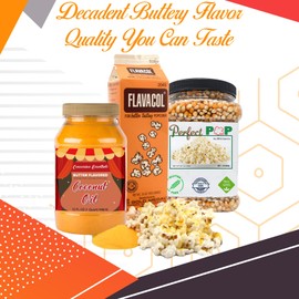 Perfectware Popcorn Kit- (Includes 35oz Popcorn Season Salt, 4lbs Yellow Kernels, and 32oz Butter Flavored Coconut Oil, Plain,PW-Popcorn Kit-3