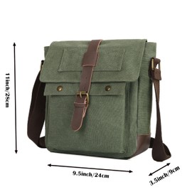 Velugan Men Small Canvas Crossbody Messenger Purse Shoulder Bag Small Vintage Satchel Travel Bags For Work Business Unisex (Army green)