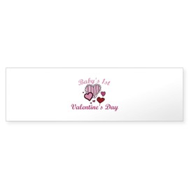 CafePress Babys 1St Valentines Day Bumper Sticker 10"x3" Rectangle Bumper Sticker Car Decal (10 Pack)