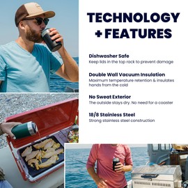 RTIC Can Cooler with Splash Proof Lid, 12oz, Maroon, Double Wall Vacuum Insulated, Stainless Steel, Sweat Proof