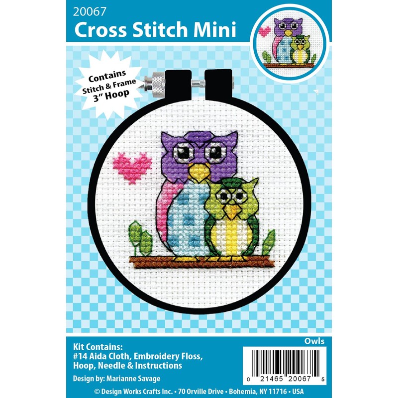Design Works Crafts Owls Counted Cross Stitch Kit with Hoop