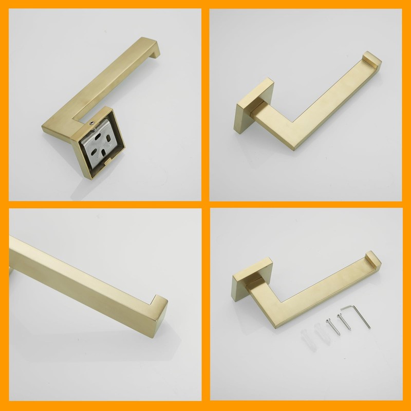 Bathroom Towel and Tissue Holder Set, 2 Piece Brushed Gold
