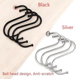 RQzaufania 20 Pack S Hooks, 12cm Large S Shaped Hook, Stainless Steel Heavy Duty Metal S Hook for Hanging at Kitchen Bathroom Bedroom Living Room and Office (Silve)