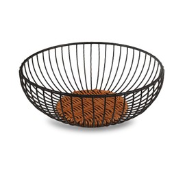 Wuqoioo Metal Wire Fruit Basket, Wire Fruit Dish Kitchen Fruit Basket Stand Fruit Bowls Rustic Wire Fruit Bowl For Fruits, Veggies (Round brown)