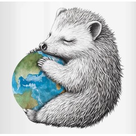 Tasse Tassen 325ml - Geschenk Igel umarmt Welt I Igelliebe Geschenke I Umarmung Erde I Weltkugel Geschenk Hedgehog - 325 ml - Weiß