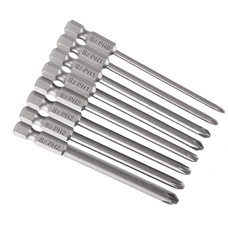 Saipor 8-Piece 75 mm Long Phillips Screwdriver Bits Set S2