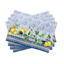 Maison d' Hermine Placemat Set of 4 100% Cotton Decorative Washable Easter Table Cloth Placemats for Dining, Home, Wedding, Banquet, Buffet, Citrus - Spring/Summer (33cm x 48cm)